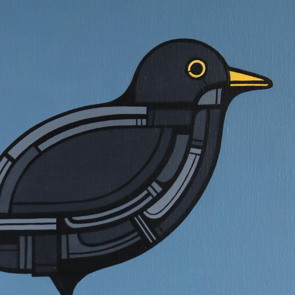 Svartþröstur - málverk