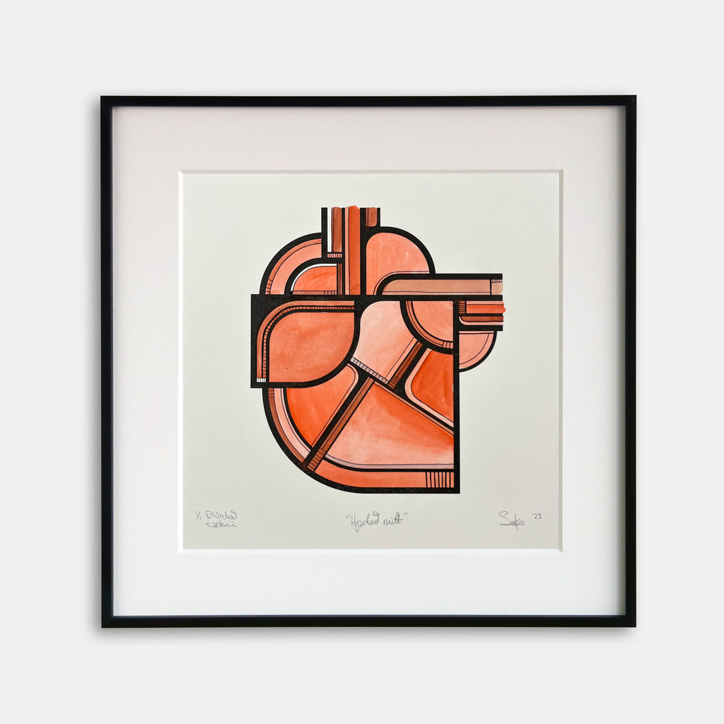 Hjartað mitt - blönduð tækni