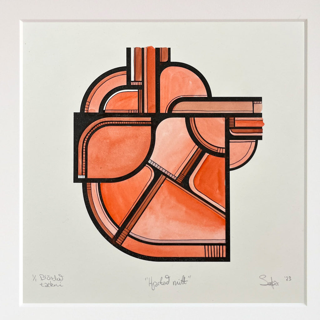 Hjartað mitt - blönduð tækni